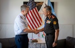 Chairman of the Joint Chiefs of Staff Gen. Dan Caine meets with India Chief of Defence Staff Gen. N.S. Raja Subramani during the PACOM Chiefs of Defense Conference 2026 in Victoria, Canada, August 31, 2026. (DoW Photo by Benjamin Applebaum)