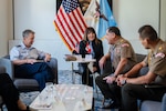 Chairman of the Joint Chief of Staff, Gen. Dan Caine, speaks with the Chief of the Joint Command of the Armed Forces of Peru General de Ejército César Augusto Briceño Valdivia during a bilateral meeting at the Indo-Pacific Chiefs of Defense conference in Victoria, Canada, Aug. 31, 2026. (DoW photo by Mass Communication Specialist 1st Class Naomi Johnson)