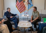 Chairman of the Joint Chiefs of Staff, Gen. Dan Caine, speaks with Chief of Staff of the Armed Forces of the Philippines, Gen. Antonio G. Nafarrete during a bilateral meeting at the Indo-Pacific Chiefs of Defense conference in Victoria, Canada, Aug. 31, 2026. (DoW photo by Mass Communication Specialist 1st Class Naomi Johnson)