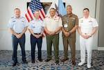 Chairman of the Joint Chiefs of Staff Gen. Dan Caine meets with Australian Chief of Defence Force Adm. Mark Hammond, New Zealand Chief of Defence Force Air Marshal Tony Davies, Commander of the Republic of Fiji Military Forces Maj. Gen. Ro Jone Kalouniwai, and Tonga Chief of Defence Staff, His Majesty’s Armed Forces Brig. Lord Fielakepa during the PACOM Chiefs of Defense Conference 2026 in Victoria, Canada, August 31, 2026. (DoW Photo by Benjamin Applebaum)