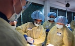 U.S. Army Pfc. Nkogun Nya Silnodad, a combat medic assigned to the Massachusetts Army National Guard Medical Detachment, performs manual breathing support for an intubated patient at the Bioskills Lab in Lexington, Massachusetts, Aug. 19, 2026. Medical personnel from across the Massachusetts National Guard, Kenya Defense Forces and Paraguayan Armed Forces practiced critical care interventions present during large-scale combat operations. Photo by Technical Sergeant Lauren Ogburn.