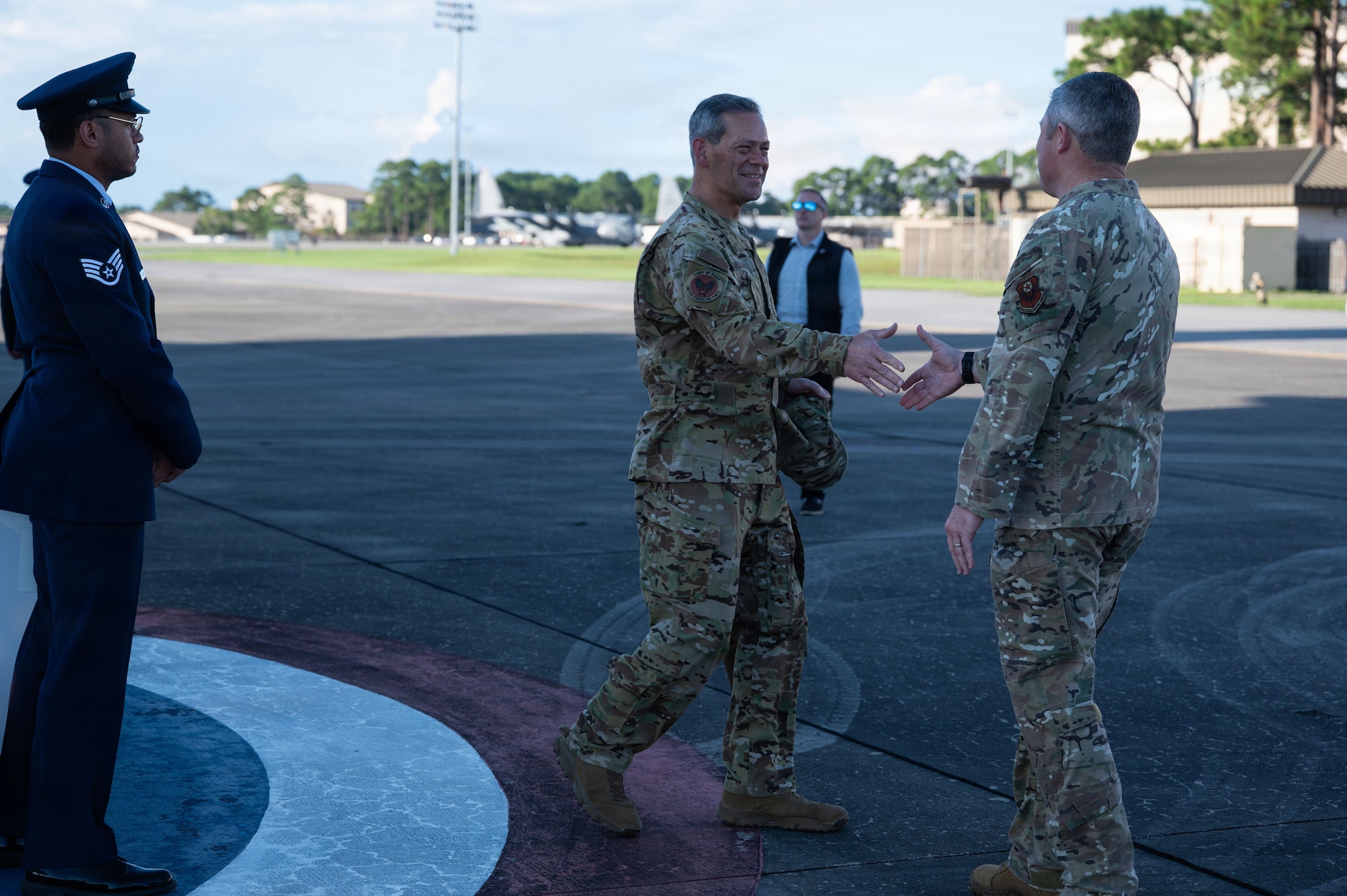 Air Force Chief of Staff Gen. Ken Wilsbach and Chief Master Sergeant of the Air Force David Wolfe, accompanied by their spouses, Mrs. Cindy Wilsbach and Dr. Doniel Wolfe, visited Air Force Special Operations Command at Hurlburt Field, Florida, Sept. 2, 2026.
