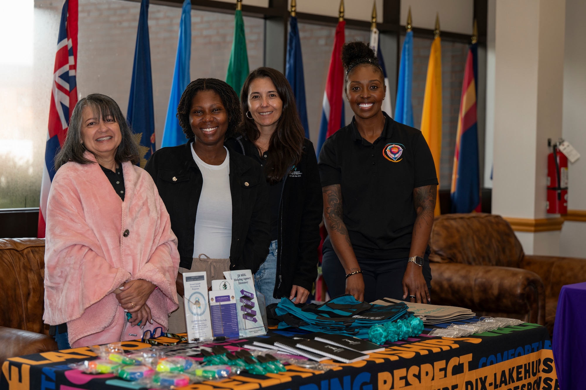 Members assigned to the 87th Air Base Wing Sexual Assault Prevention and Response Office and 87th ABW Integrated Prevention and Resilience Office pose for a photo during Comprehensive Fitness Day at Joint Base McGuire-Dix-Lakehurst, N.J., Aug. 28, 2026.