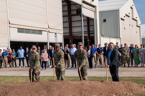 Military and civic leaders break ground on the new Bomber Agile Common Hangar at Tinker Air Force Base