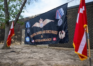 Military members complete a ruck march on Peterson Space Force Base.