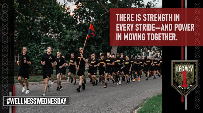 There is strength in every stride–and power in moving together.

#WellnessWednesday

Victory Readiness is a comprehensive, enduring operation designed to make every Soldier, Civilian, and Family Member on Fort Riley resilient and stronger across the five dimensions of strength: physical, emotional, social, family, spiritual communicated through a health messaging effort.