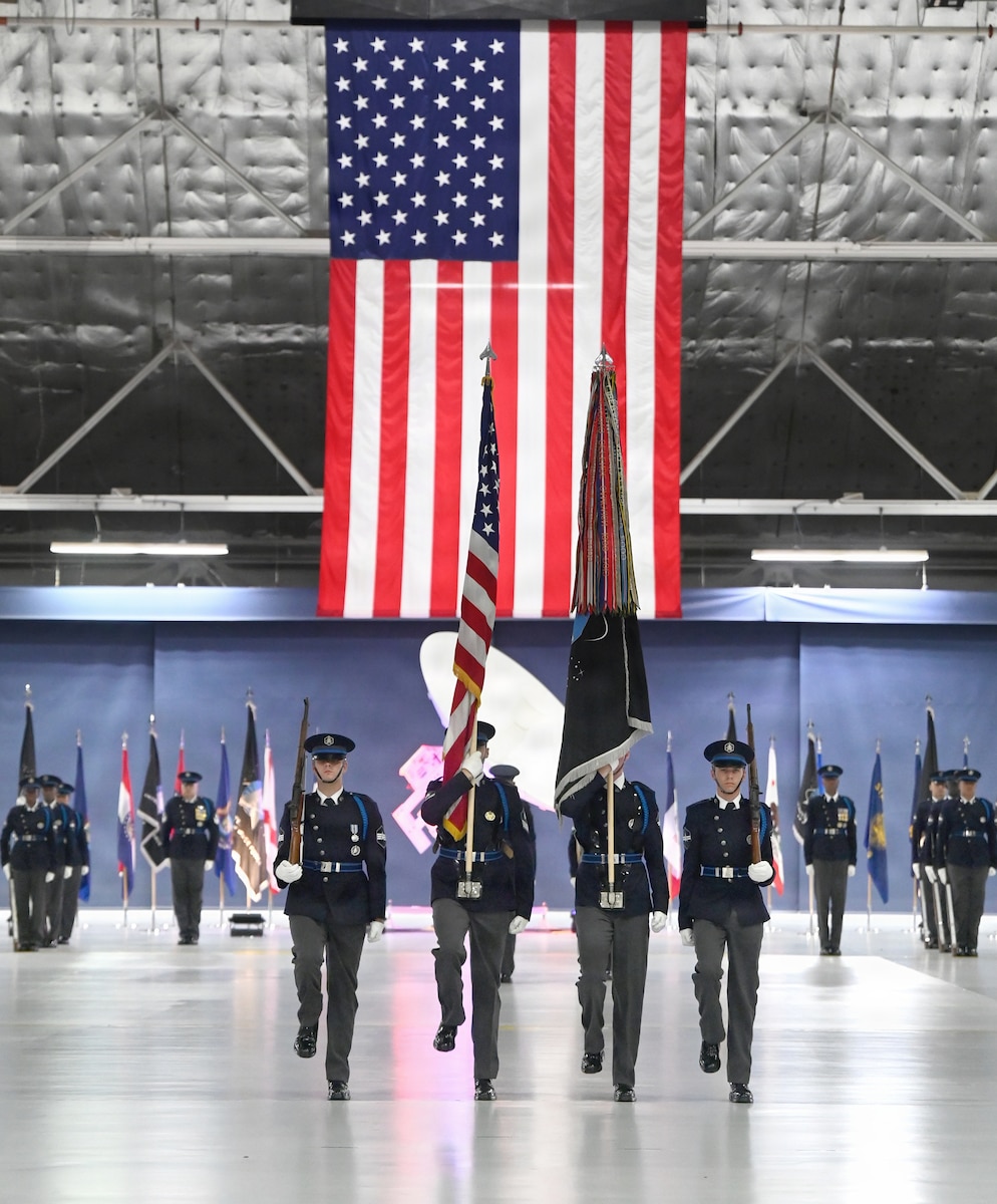 The United States Space Force Honor Guard takes part in a  Change of Responsibility ceremony honoring newly appointed Chief of Space Operations Gen. Douglas Schiess, Joint Base Andrews Md., Sept 3, 2026. (U.S. Air Force photo by Andy Morataya)