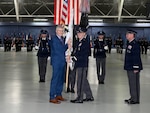 Secretary of the Air Force Troy Meink presents the ceremonial office flag to newly appointed Chief of Space Operations Gen. Douglas Schiess during a Change of Responsibility ceremony, Joint Base Andrews Md., Sept 3, 2026. (U.S. Air Force photo by Andy Morataya)