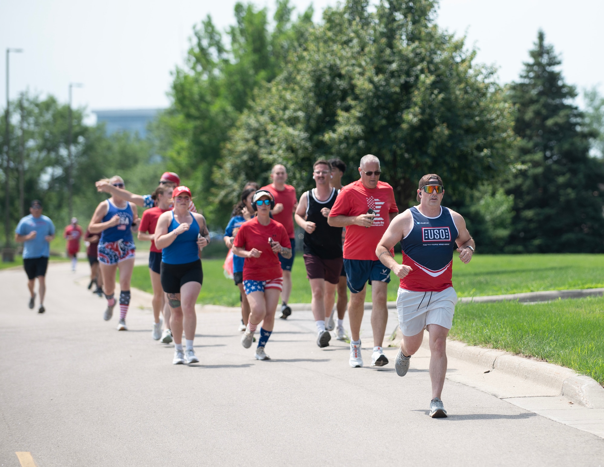 U.S. Air Force Airmen from the 133rd Airlift Wing gather for a 5K run in St. Paul, Minn., July 1, 2026.