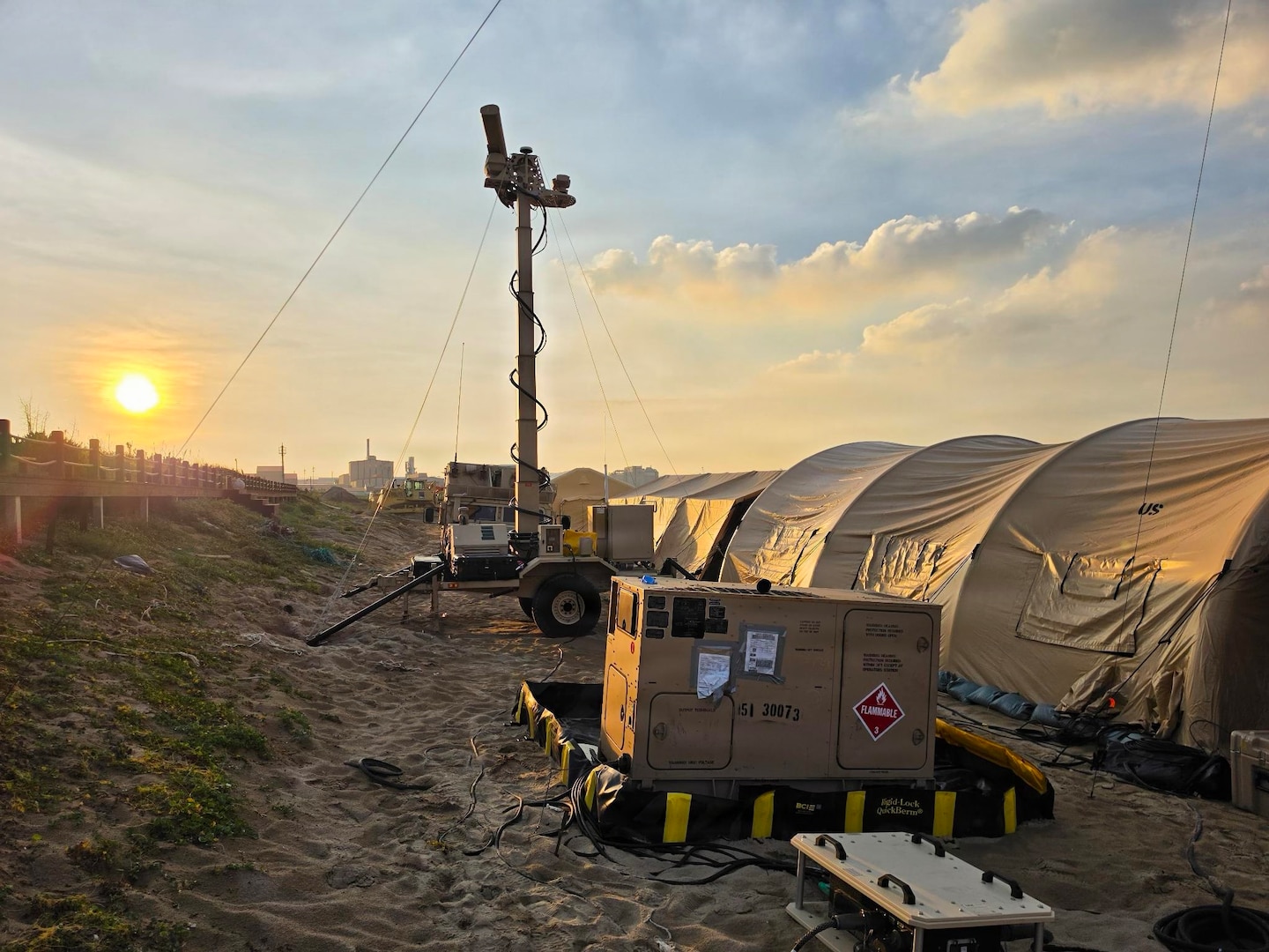 Members of U.S. Coast Guard Port Security Unit (PSU) 309 assist in setting up and working out of a joint operations center during Combined Joint Logistics Over-the-Shore (CJLOTS) 26 in Pohang, South Korea, July 18, 2026. Conducted in the spirit of the 1953 ROK-U.S. Mutual Defense Treaty, CJLOTS 26 reinforces the Alliance's role as the foundation for regional peace and security. (U.S. Coast Guard photo by Lt. Cmdr.  Joshua Mankowski)