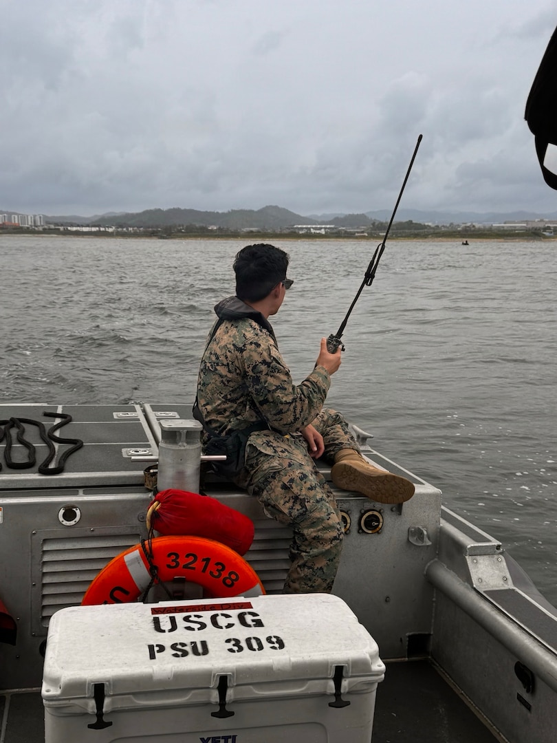 Members of U.S. Coast Guard Port Security Unit (PSU) 309 conduct joint training with countermine measures personnel during Combined Joint Logistics Over-the-Shore (CJLOTS) 26 in Pohang, South Korea, July 2, 2026. CJLOTS 26 is a combined exercise designed to integrate U.S. and Republic of Korea lighterage and ship-to-shore connector capabilities, improve combined readiness, strengthen the Republic of Korea-U.S. alliance, and expand combined maritime sustainment capacity during logistics operations. (U.S. Coast Guard photo by Chief Petty Officer Andrew Resk)
