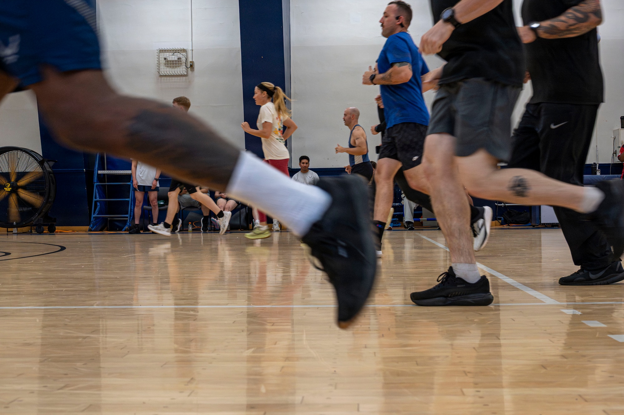 Airmen assigned to the 35th Fighter Wing compete in a 20-meter High Aerobic Multi-shuttle Run (HAMR) knockout competition during Wing Sports Day at Misawa Air Base, Japan, Sept. 3, 2026.