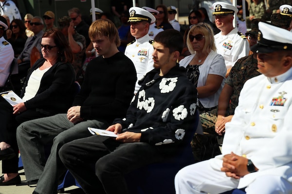 Family members, friends, and staff listen to opening remarks during the Naval Expeditionary Medicine Warfighter Development Center (NEMWDC) change of command ceremony aboard Marine Corps Base Camp Pendleton, California, Sept. 3, 2026. The ceremony marked the transfer of command from Capt. Kevin Bailey to Capt. George Brand, highlighting NEMWDC’s critical role in certifying Expeditionary Medicine platforms for global deployment. . (U.S. Navy photo by Arsenio R. Cortez Jr.)