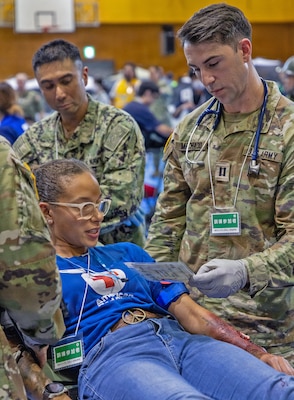 ATSUGI, Japan (Sept. 1, 2026) — A U.S. Army and U.S. Navy medical officers evaluate a simulated casualty during Big Rescue Kanagawa 2026 at the Kanagawa Prefectural Comprehensive Disaster Prevention Center and Fire Academy. Big Rescue Kanagawa is a large-scale, multi-agency disaster-response exercise jointly organized by Kanagawa Prefecture and Atsugi City to rehearse patient reception, bilateral triage, and emergency response operations. (U.S. Navy photo by Daniel Taylor/USNMRTC Yokosuka Public Affairs)
