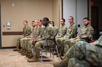 Nurse Summer Training Program cadets listen to a guest speaker during their recent graduation ceremony at Carl R. Darnall Army Medical Center. The 10 ROTC nursing cadets completed four weeks of clinical training and hands-on learning as part of the program.