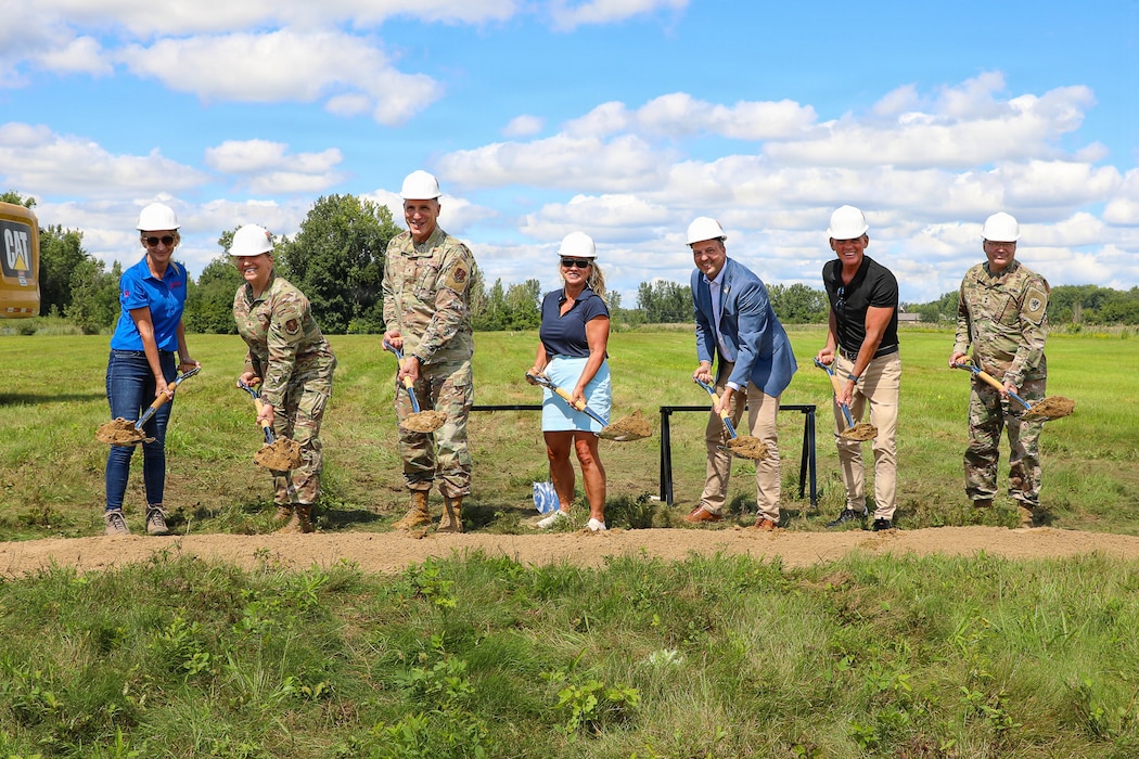 Michigan National Guard and state officials break ground on the Runway Encroachment Project at Selfridge Air National Guard Base, Michigan, Aug. 17, 2026. State and local leaders marked the beginning of a major infrastructure project designed to improve transportation around Selfridge while supporting the installation’s future mission requirements