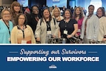 Ten women pose for a photo while at a training session.