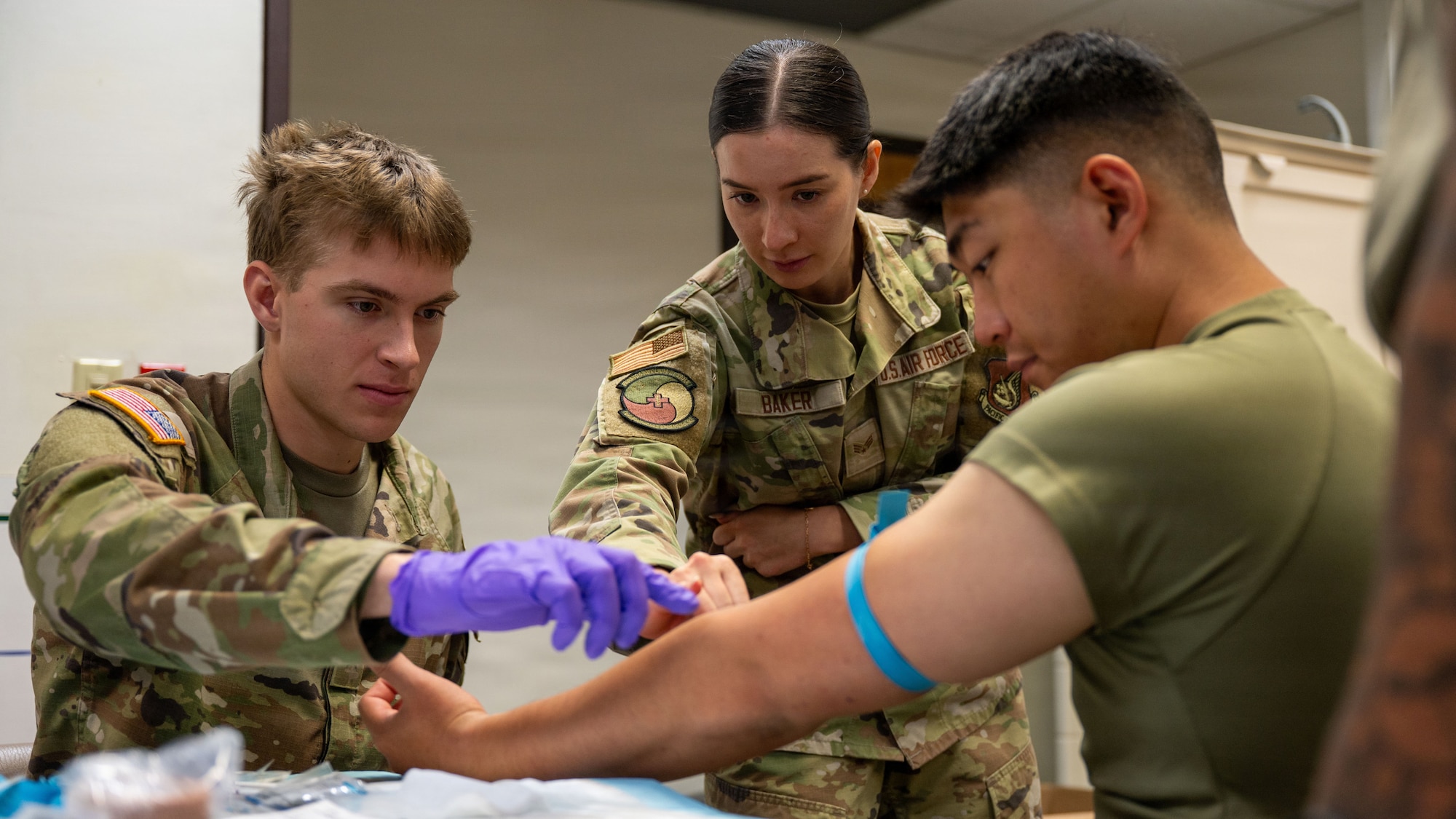 Medical personnel conduct training at Osan AB.