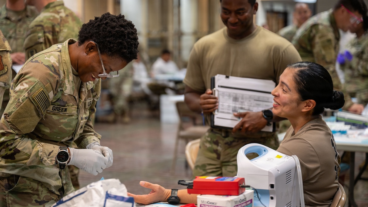 Medical personnel conduct training at Osan AB.