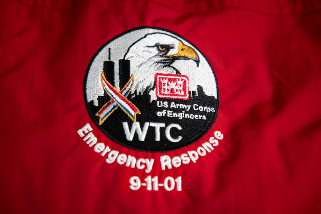 An organizational patch from an emergency operations coat issued to U.S. Army Corps of Engineers, Omaha District employee, Richard Rappe, and other staff who were deployed to Ground Zero for disaster recovery support following Sept. 11, 2001.