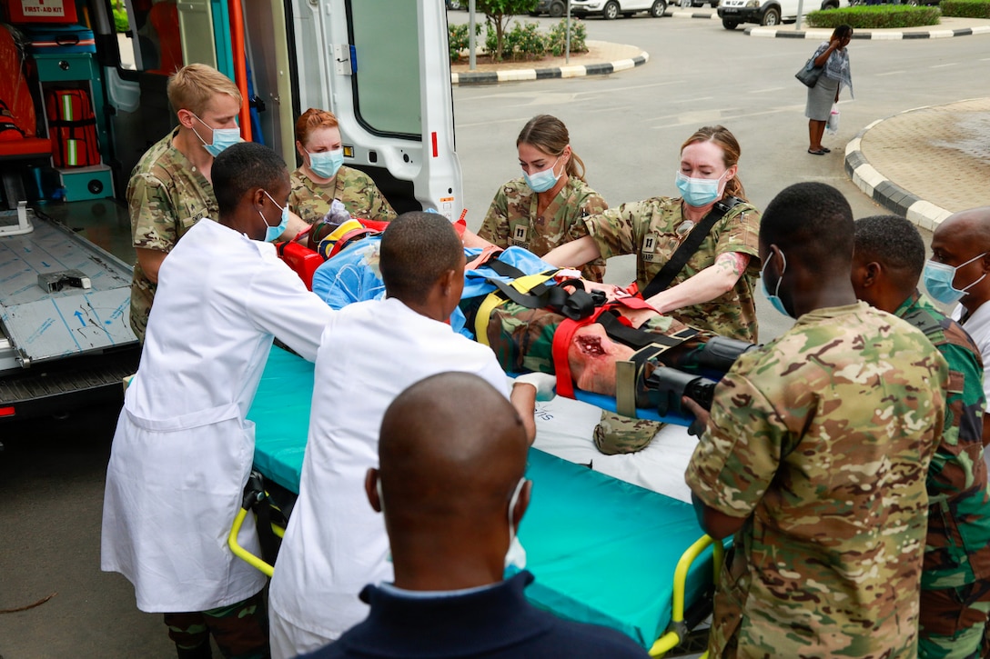U.S., Angolan forces conduct trauma activation simulation during medical readiness exercise