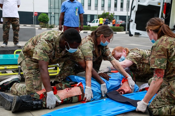 U.S., Angolan forces conduct trauma activation simulation during medical readiness exercise