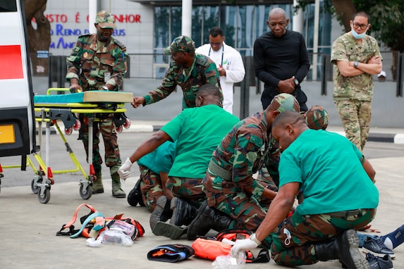 U.S., Angolan forces conduct trauma activation simulation during medical readiness exercise