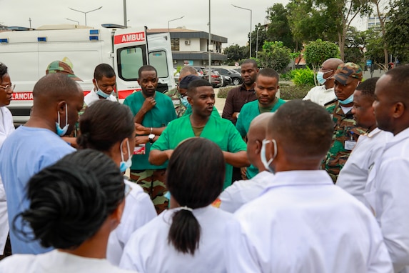 U.S., Angolan forces conduct trauma activation simulation during medical readiness exercise