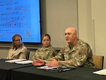 The operational technology lead for 16th Air Force (Air Forces Cyber), Brig. Gen. Jason Christman, speaks during an OT panel discussion at the Department of the Air Force Information Technology and Cyber conference in Montgomery, Ala., Aug. 26, 2024. During the panel, Christman discussed how 16th Air Force is accelerating partnerships across government, research labs, and industry to harden critical operational technology and defend vital Department of the Air Force power projection systems.