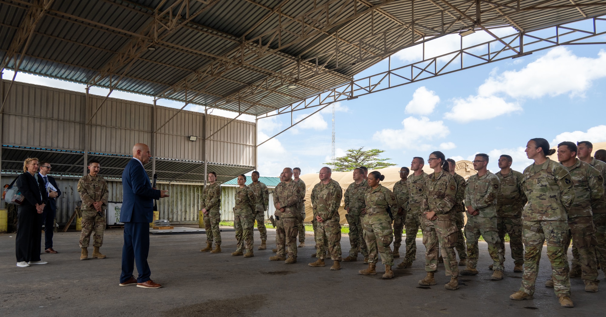 Speaking to troops