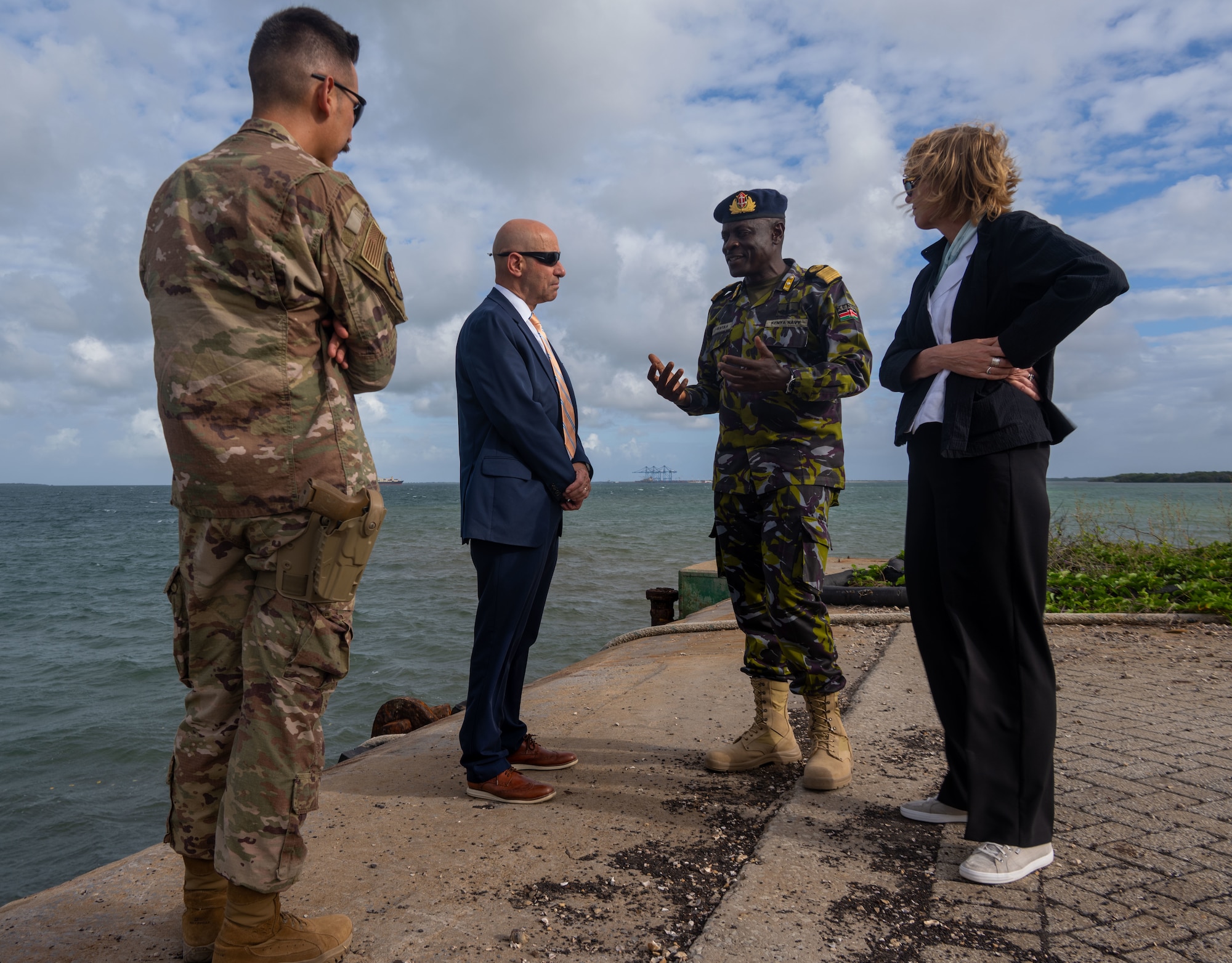 Speaking on the pier