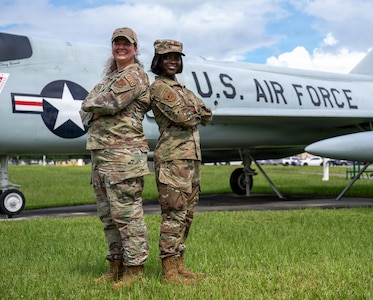 U.S. Air Force Staff Sgt. Noorie York, right, student flight noncommissioned officer in charge, 125th Force Support Squadron, 125th Fighter Wing, Florida Air National Guard, poses for a photo with U.S. Air Force Staff Sgt. Jennifer Clark, left, student flight train specialist, both assigned to the 125th Force Support Squadron, 125th Fighter Wing, Florida Air National Guard, at Jacksonville Air National Guard Base, Florida, Sep. 1, 2026.