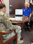 Norm Greczyn, Retiree Appreciation Day coordinator and Fort Leavenworth Retiree Council member met with Col. Tiffany Bilderback, Munson Army Health Center director, Aug. 31, to discuss the Fort Leavenworth Retiree Appreciation Day schduled for Sept. 26, at the post's Lewis and Clark Center. Munson will provide health information, screenings and other services for eligible retirees and retiree family members during the event.