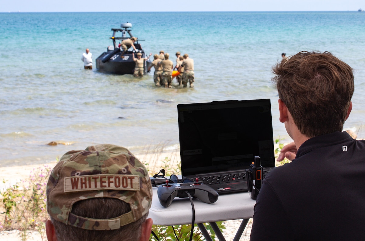 Image of Airmen training in the water.