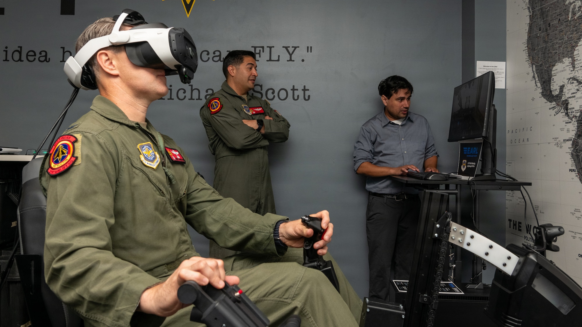 Commander operates VR simulator