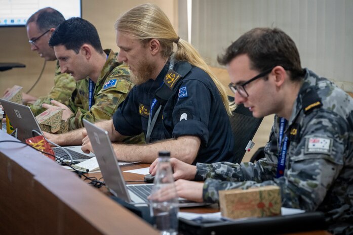 Multinational service members engage and colaborate on cyber defense tasks during a cyber exercise held at the Indonesian Armed Forces Staff and Command School during Super Garuda Shield 26 in Bandung, Indonesia, Sep. 4, 2026.
