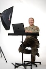 A U.S. Airmen poses in the studio for a portrait