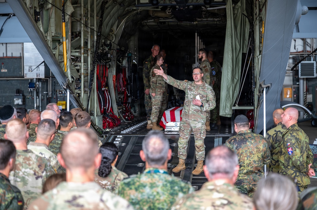 A photo of an Airman speaking