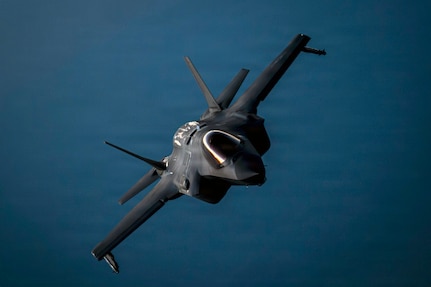 A U.S. Air Force F-35A Lightning II conducts a nighttime mission within the U.S. Central Command area of responsibility, Aug. 25, 2026. The fifth-generation multirole stealth fighter delivers advanced combat capabilities, enhancing air superiority and deterrence throughout the region. (U.S. Air Force photo by Senior Airman Adriana Jordan-Alcañiz)