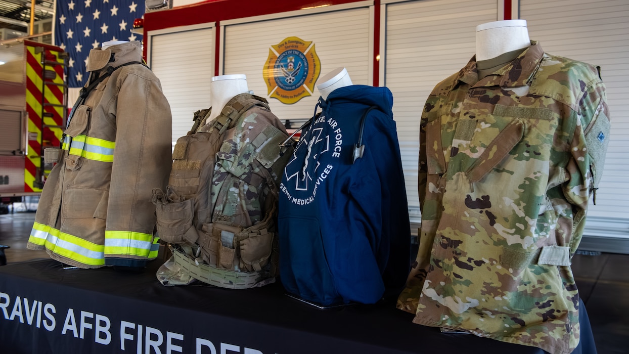 Uniforms displayed side by side