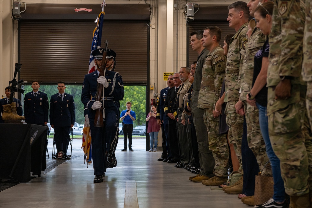 Honor guard presenting colors.