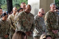 U.S. Air Force Lt. Gen. Clark Quinn, Commander, Air Education and Training Command, speaks at a 9/11 remembrance ceremony at Cadet Circle on Joint Base San Antonio-Randolph, Texas, Sept. 11, 2026.