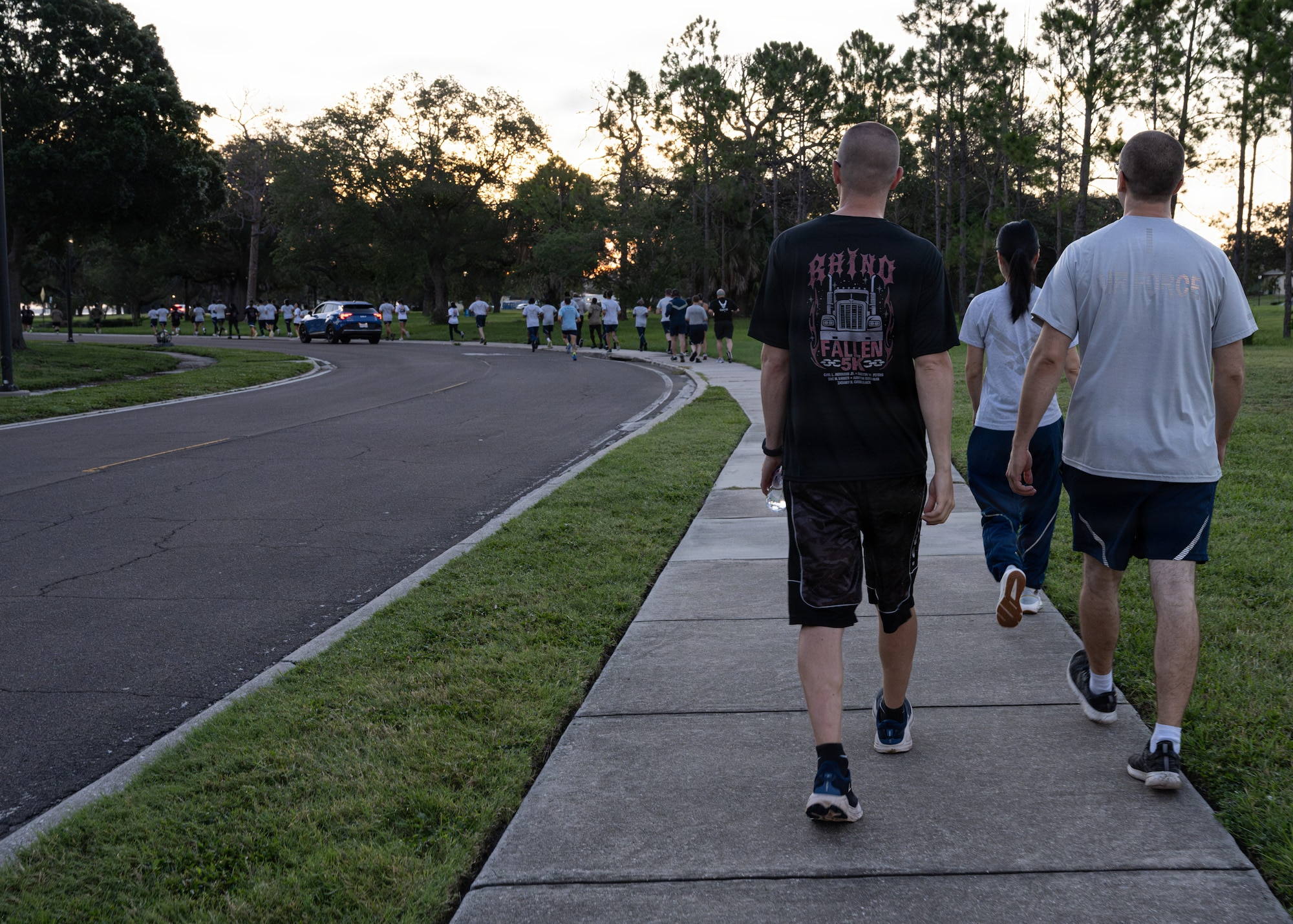 Participants take part in the Rhino Memorial 5K at MacDill Air Force Base, Florida, Aug. 31, 2026. The annual commemorative event honors U.S. Air Force Vehicle Operations and Ground Transportation Airmen, known as “Rhinos,” who made the ultimate sacrifice in the line of duty. (U.S. Air Force photo by Airman 1st Class Helen Ly)
