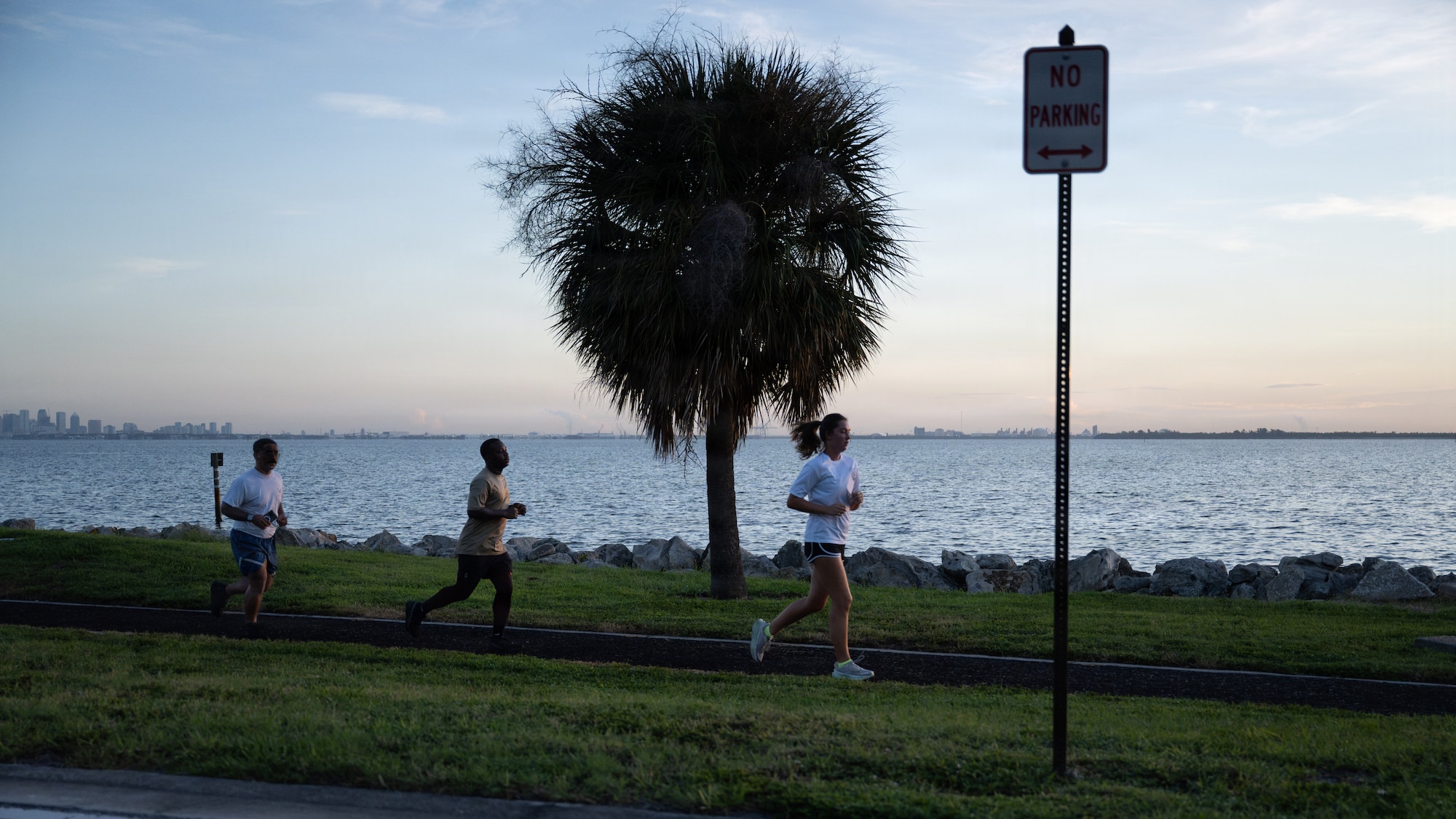 Participants run in the Rhino Memorial 5K at MacDill Air Force Base, Florida, Aug. 31, 2026. The memorial run strengthens camaraderie among Airmen while preserving the legacy of fallen Vehicle Operations and Ground Transportation Airmen. (U.S. Air Force photo by Airman 1st Class Helen Ly)