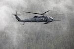 U.S. Air Force HH-60W Jolly Green II aviators assigned to the 210th Rescue Squadron, 176th Wing, Alaska Air National Guard, conduct flight operations while responding to a simulated medical emergency during SAREX 2026 near Sitka, Alaska, April 16, 2026. SAREX 2026 was a search-and-rescue exercise conducted by U.S. Coast Guardsmen assigned to Sector Southeastern Alaska and U.S. Arctic out of USCG Air Station Sitka. Participants also included Alaska Army National Guard aviators assigned to the 207th Aviation Troop Command, Alaska Air National Guardsmen assigned to the 210th and 212th Rescue Squadrons, Air Force Reserve pararescuemen from the 304th Rescue Squadron out of Portland, Oregon, civilian search and rescue personnel with Sitka Search and Rescue, and volunteers from the National Park Service. The collaborative and realistic training drew on the participants’ varied backgrounds, experiences and practices, to enhance SAR proficiency and collective readiness when conducting life-saving missions along Alaska’s extensive and austere coast. Photo by Alejandro Pena.