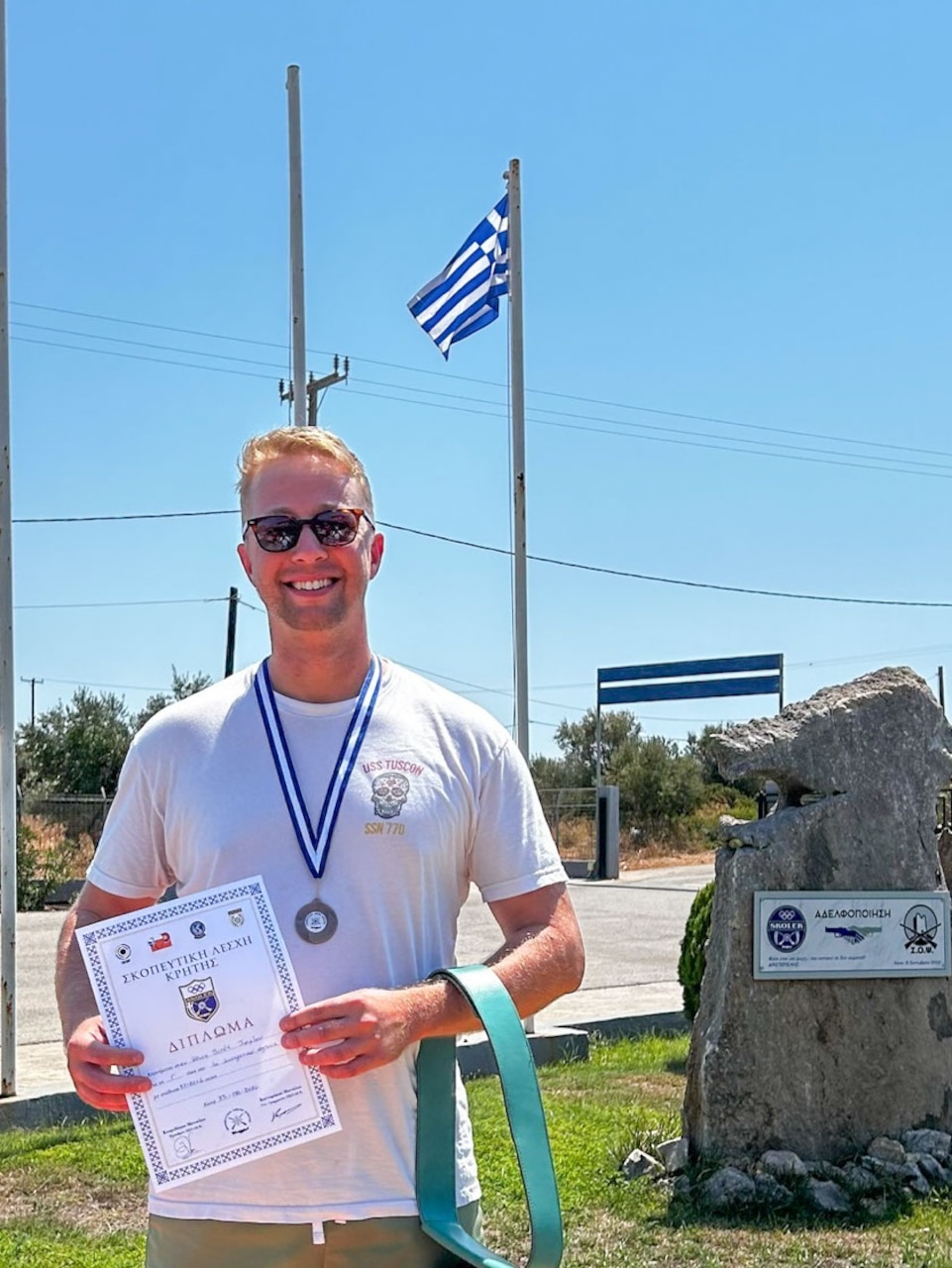 Legalman 2nd Class Kevin Birdt, assigned to Naval Support Activity Souda Bay, wins 3rd place at the Annual Compak Clay Shooting Tournament at the National Shooting Center of Chania, Greece, Aug. 23, 2026.