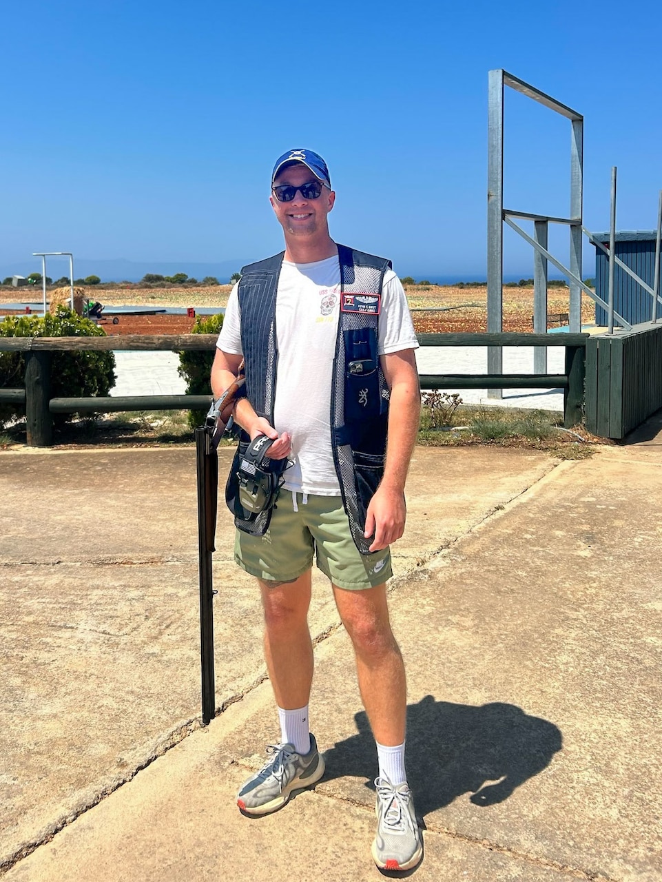 Legalman 2nd Class Kevin Birdt, assigned to Naval Support Activity Souda Bay, wins 3rd place at the Annual Compak Clay Shooting Tournament at the National Shooting Center of Chania, Greece, Aug. 23, 2026.