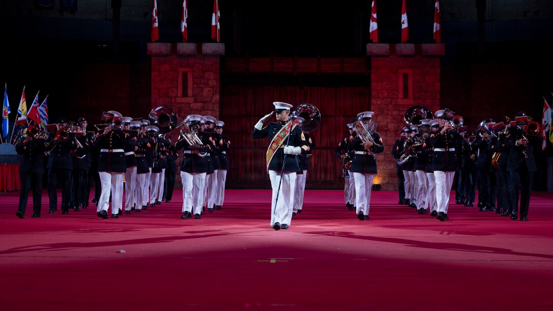 U.S. Marines with the 3rd Marine Aircraft Wing Band and Canadian Army soldiers with the 15th Field Artillery Regiment, Royal Regiment of Canadian Artillery, perform at the 2026 British Columbia Tattoo in Vancouver, British Columbia, Aug. 22, 2026. The British Columbia Tattoo is an annual event that consists of performances by international military bands, singers, and dancers. The theme of this year’s tattoo was “Bonds of Friendship,” which celebrated the alliances between the U.S., Canada, and Ukraine. (U.S. Marine Corps photo by Lance Cpl. Zoey Williams)