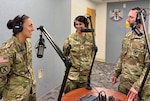 FORT RUCKER, Ala.-- Lyster Army Health Clinic leadership discusses mental fitness and force readiness during a recording session for the Lyster Health Talks podcast at Fort Rucker, Alabama on July 3, 2026. From left: Maj. Daniella Pettinari, Deputy Commander for Clinical Services; Lt. Col. Leah Steder, Commander of Lyster Army Health Clinic; and Sgt. Maj. Garret Cleland, Senior Enlisted Advisor. The clinic compiled the eight-part Aviation Medicine miniseries to help aircrews proactively manage their medical flight status.