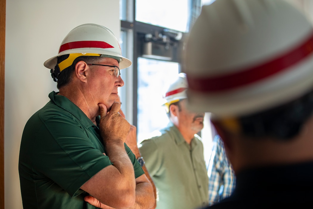 Paul Ocker, chief, Walla Walla District Operations Division, U.S. Army Corps of Engineers, listens as Omaha District employees describe their battle against zebra mussels at the Gavins Point Dam in Yankton, South Dakota, Aug. 26, 2026.